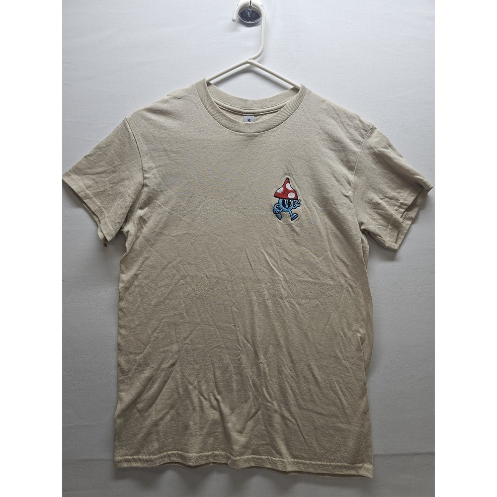 Men's Embroidered‎ Mushroom Tshirt Small Granola Minimalist Artsy Funky